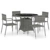 vidaXL Ensemble &agrave; manger de jardin 5pcs R&eacute;sine tress&eacute;e Anthracite gris