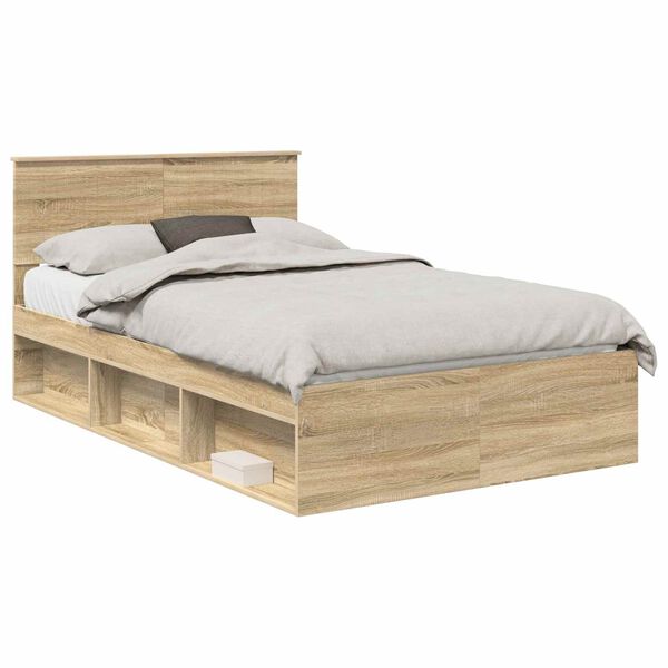 vidaXL Cadre de lit avec t&ecirc;te de lit Sonoma 120 x 200 cm Pin massif