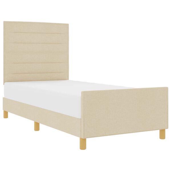 vidaXL Cadre de lit avec t&ecirc;te de lit Cr&egrave;me 100 x 200 cm tissu