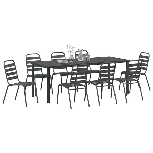 vidaXL Ensemble de salle &agrave; manger pour jardin 9 pcs Anthracite