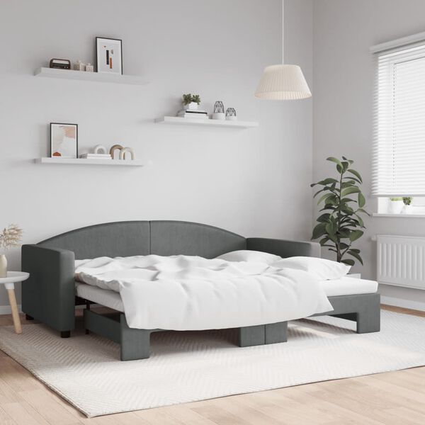 vidaXL Lit de jour avec gigogne sans matelas gris foncé 90x190 cm