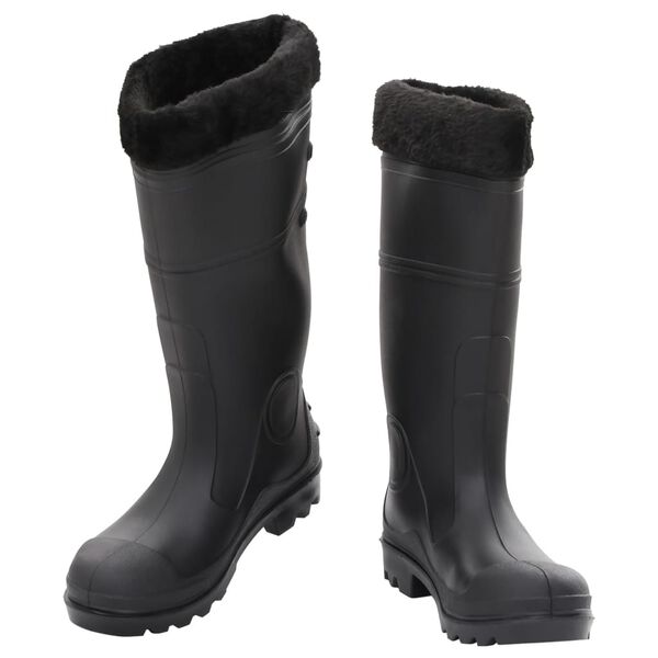 vidaXL Bottes de pluie avec chaussettes amovibles noir taille 38 PVC