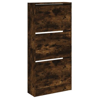 vidaXL Armoire à chaussures chêne fumé 60x21x125,5 cm bois ingénierie