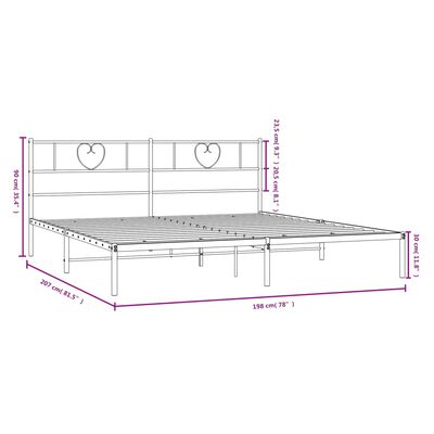 vidaXL Cadre de lit métal sans matelas avec tête de lit noir 193x203cm