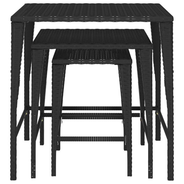 vidaXL Tables gigognes 3 pcs noir résine tressée
