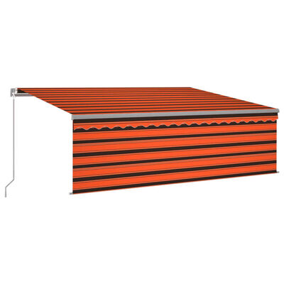 vidaXL Auvent manuel rétractable avec store 4,5x3 m Orange et marron