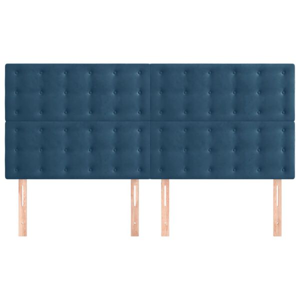 vidaXL T&ecirc;te de lit Bleu fonc&eacute; 180 x 5 x 118/128 cm Velours