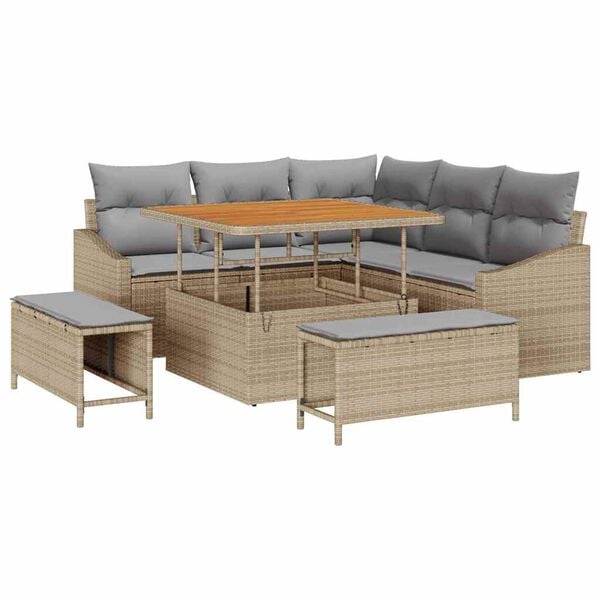 vidaXL Ensemble de canap&eacute; de jardin 8 pcs Beige et Gris clair