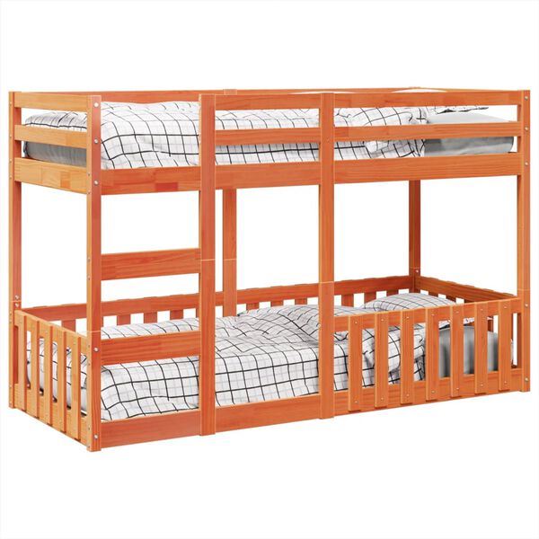 vidaXL Lit superpos&eacute; cire marron 75x190 cm bois de pin massif