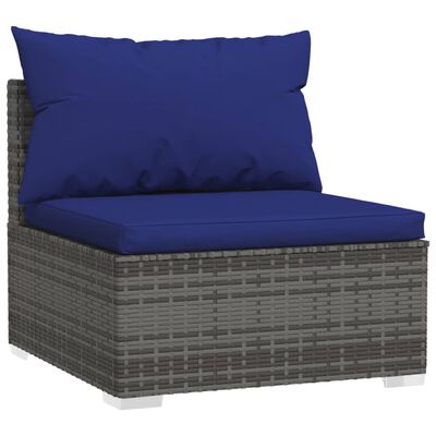 vidaXL Salon de jardin 4 pcs avec coussins Gris Résine tressée