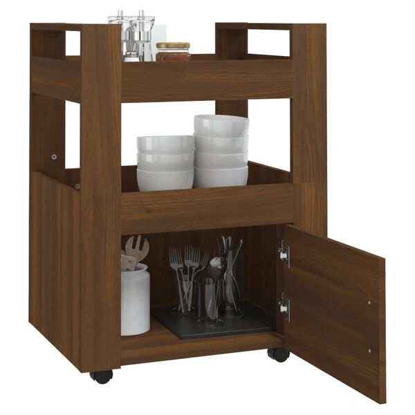vidaXL Chariot de cuisine Chêne marron 60x45x80 cm Bois d'ingénierie