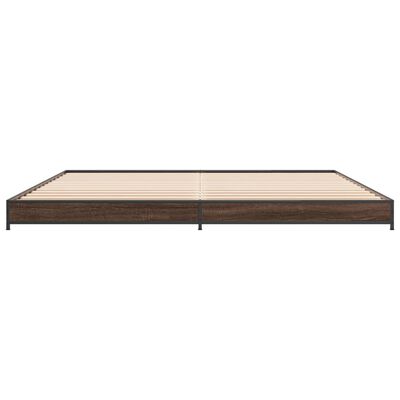 vidaXL Cadre de lit chêne marron 200x200 cm bois d'ingénierie et métal