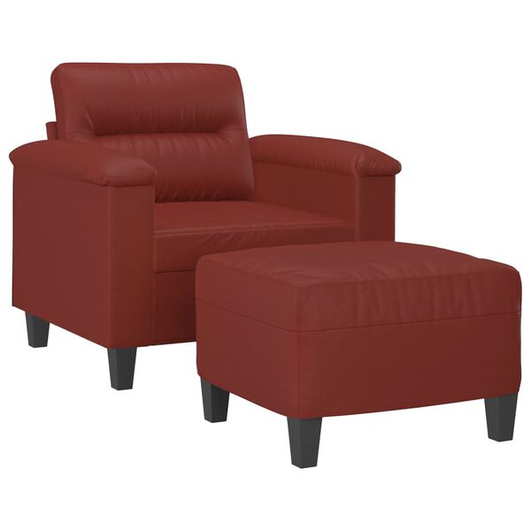 vidaXL Fauteuil avec repose-pied Rouge bordeaux 60 cm Similicuir