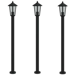 vidaXL Lampadaires d'ext&eacute;rieur 3 pcs noir 120 cm acier inoxydable