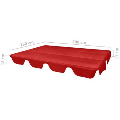 vidaXL Toit de rechange pour balançoire de jardin Rouge 226 x 186 cm
