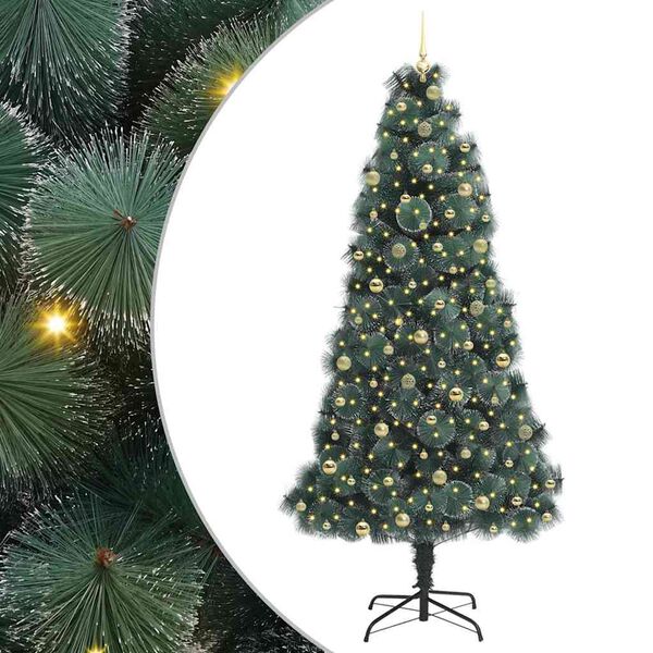 vidaXL Arbre de No&euml;l artificiel pr&eacute;-&eacute;clair&eacute; avec ensemble de boules