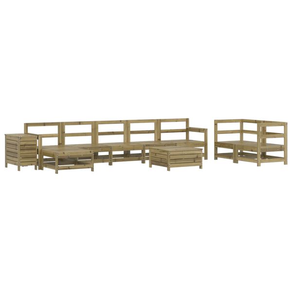 vidaXL Salon de jardin 10 pcs bois de pin impr&eacute;gn&eacute;