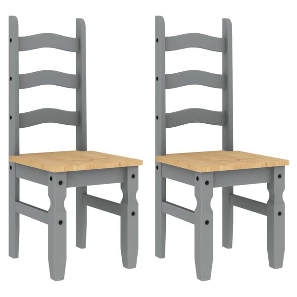 vidaXL Chaises &agrave; manger lot de 2 Corona gris bois massif de pin