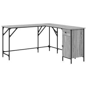 vidaXL Bureau sonoma gris 141x141x75 cm bois d'ing&eacute;nierie