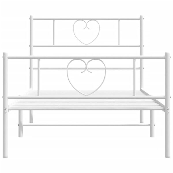 vidaXL Cadre de lit m&eacute;tal sans matelas avec pied de lit blanc 75x190cm