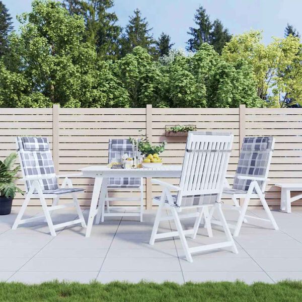vidaXL Coussins de chaise &agrave; dossier haut lot de 4 carreaux gris