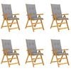 vidaXL Chaises pliantes 6 pi&egrave;ces avec coussins en bois d'acacia massif