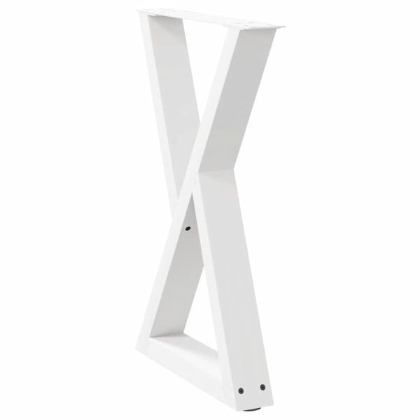 vidaXL Pieds de table &agrave; manger 2 pi&egrave;ces Blanc 50 x (72-73,3) cm Acier