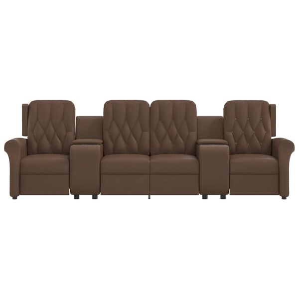 vidaXL Fauteuil inclinable porte-gobelets 4 places marron similicuir