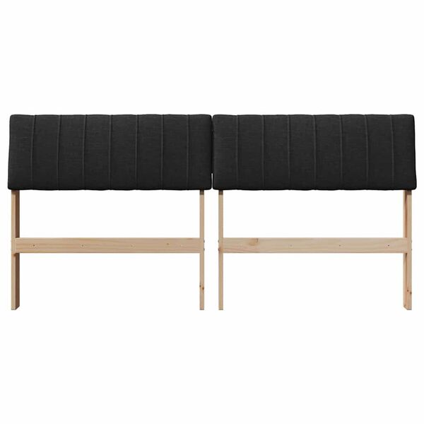 vidaXL T&ecirc;te de lit capitonn&eacute;e Noir 150 cm Pin massif
