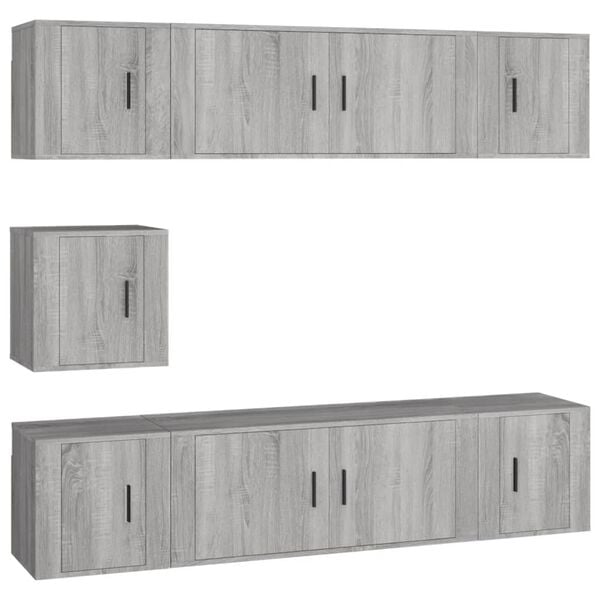vidaXL Ensemble de meubles TV 7 pcs Sonoma gris Bois d'ing&eacute;nierie