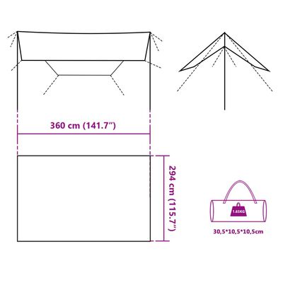 vidaXL Bâche de camping vert 360x294 cm imperméable