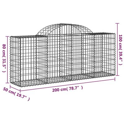 vidaXL Paniers à gabions arqués 20 pcs 200x50x80/100 cm Fer galvanisé