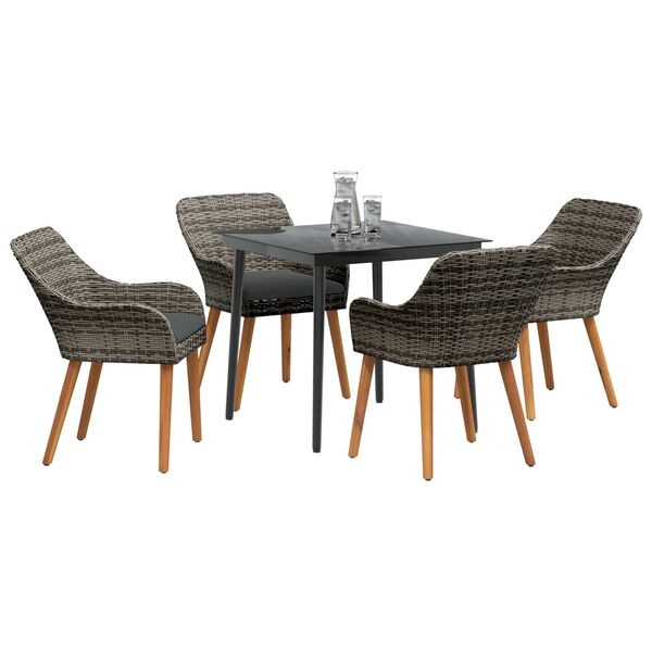 vidaXL Ensemble de salle &agrave; manger pour jardin 5 pcs Gris polyrotin