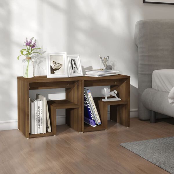 vidaXL Tables de chevet 2 pcs Ch&ecirc;ne marron 40x30x40 cm Bois ing&eacute;nierie