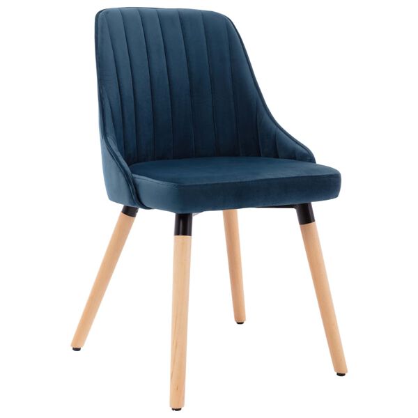 vidaXL Chaises &agrave; manger lot de 2 Bleu Velours
