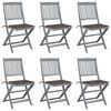 vidaXL Chaises pliables d'extérieur lot de 6 et coussins Bois d'acacia