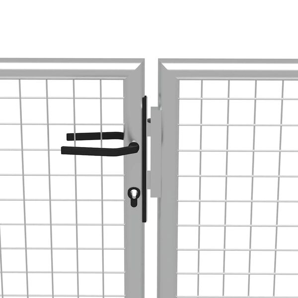 vidaXL Portail de jardin en acier galvanis&eacute; 400 x 200 cm argent&eacute;