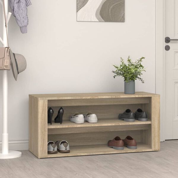 vidaXL &Eacute;tag&egrave;re &agrave; chaussures Ch&ecirc;ne sonoma 100x35x45cm Bois d'ing&eacute;nierie