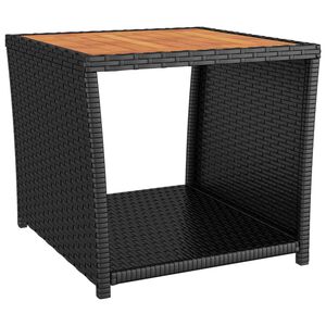 vidaXL Table &agrave; th&eacute; et dessus en bois Noir R&eacute;sine tress&eacute;e Acacia massif