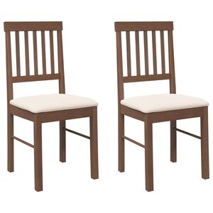 vidaXL Chaises &agrave; manger coussins 2 pcs marron bois massif caoutchouc