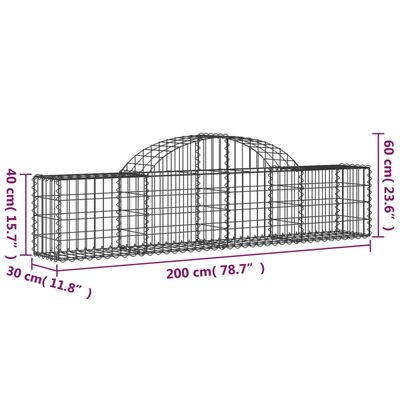 vidaXL Paniers à gabions arqués 11 pcs 200x30x40/60 cm Fer galvanisé