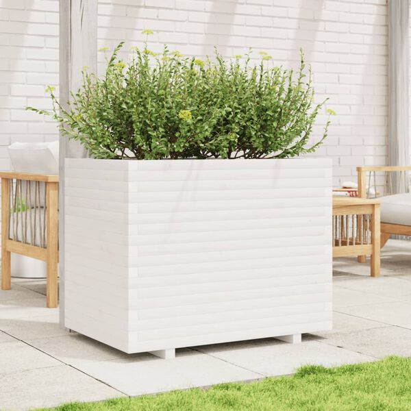 vidaXL Jardini&egrave;re blanc 90x60x72,5 cm bois de pin massif
