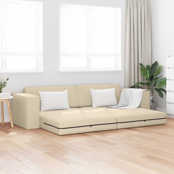 vidaXL Canap&eacute;-Lit 200cm Cr&egrave;me tissu