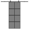 vidaXL Porte coulissante kit de quincaillerie tremp&eacute; verre aluminium