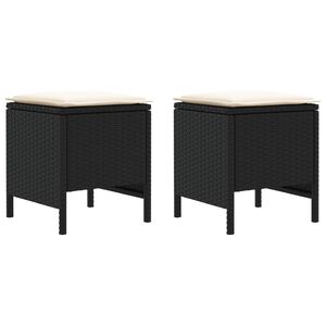 vidaXL 2 pc Pouf de Jardin Rotin PE Noir et Cr&egrave;me