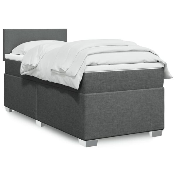 vidaXL Sommier à lattes de lit avec matelas Gris foncé 100x200cm Tissu