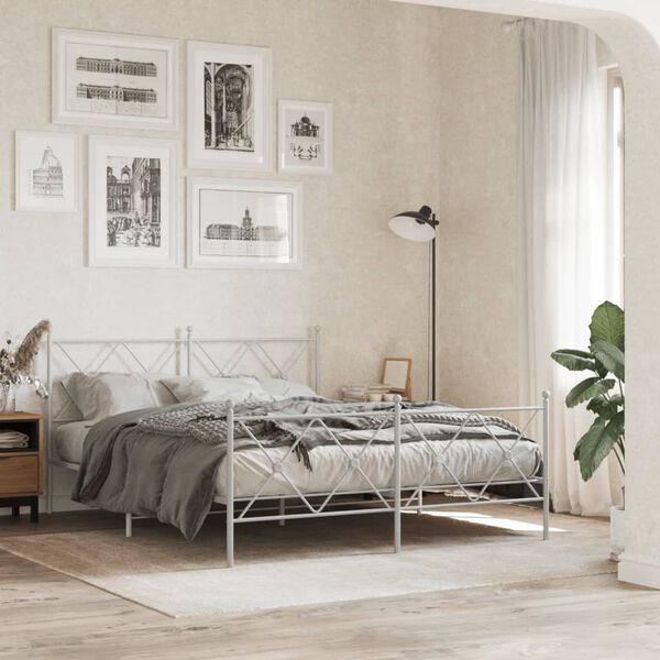 vidaXL T&ecirc;te de lit de remplacement m&eacute;tal blanc 160 cm