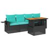 vidaXL Salon de jardin 5 pcs avec coussins noir r&eacute;sine tress&eacute;e