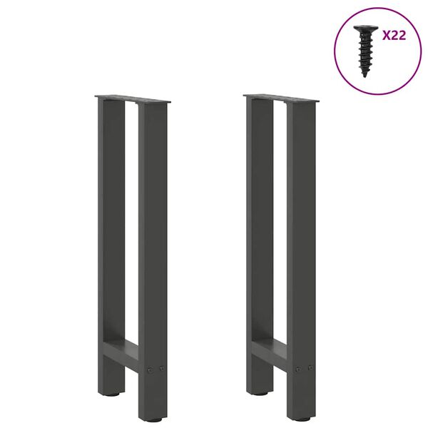 vidaXL Pieds de table console Anthracite 2 pi&egrave;ces 38 x (72-73) cm Acier