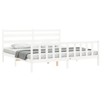 vidaXL Cadre de lit avec tête de lit blanc 200x200 cm bois massif